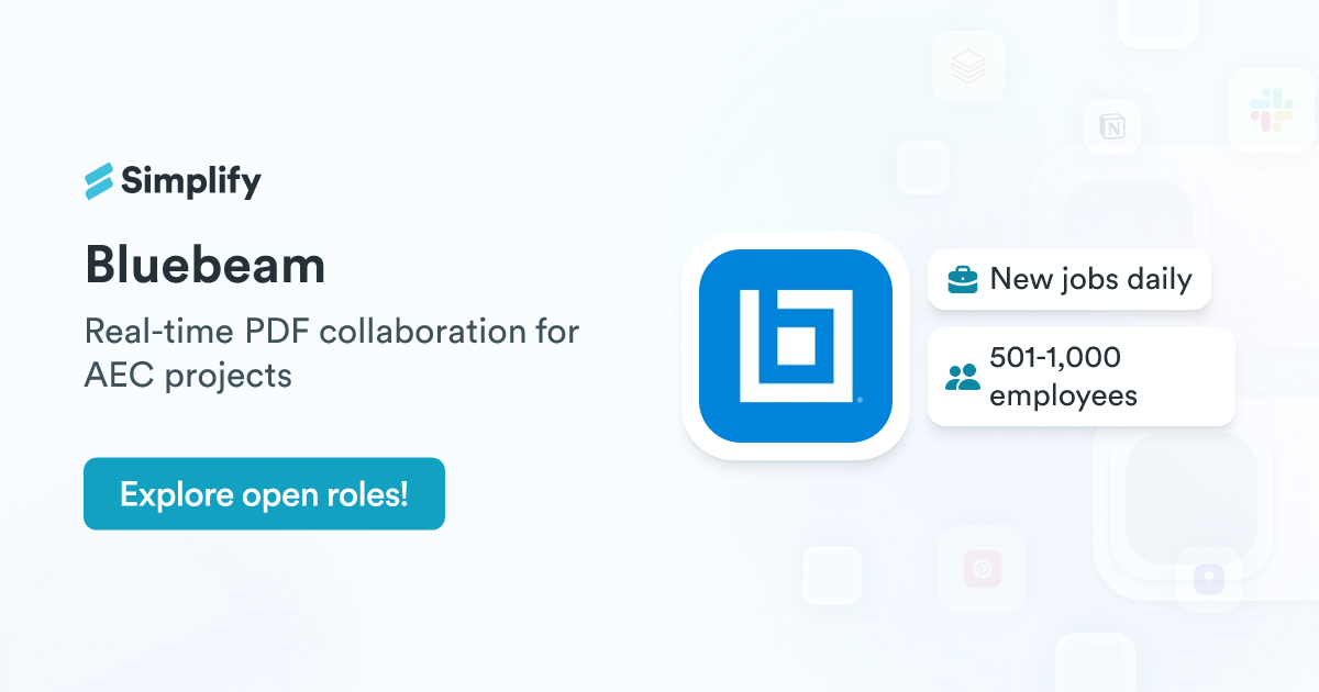 One Time Software Download Jobs and Employment at Bluebeam | Simplify Jobs