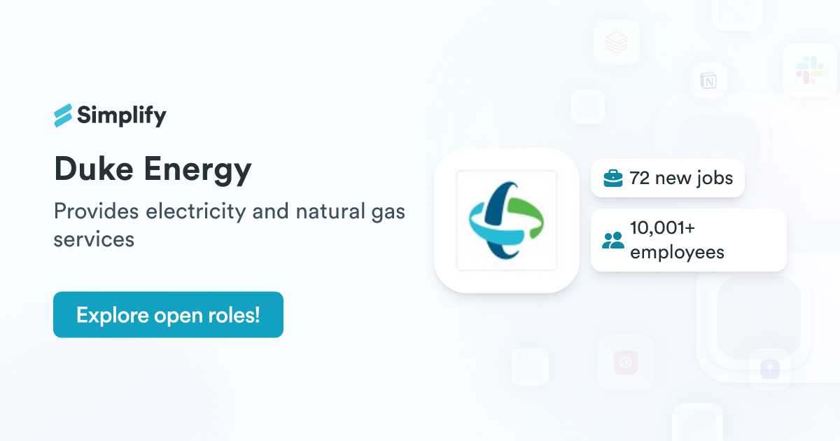 Jobs and Employment at Duke Energy | Simplify Jobs