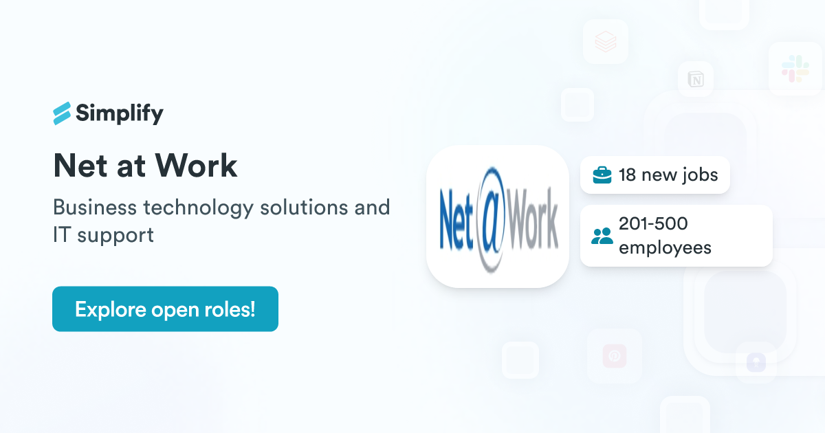 Net Job. Post Jobs and Employment at Net at Work | Simplify Jobs