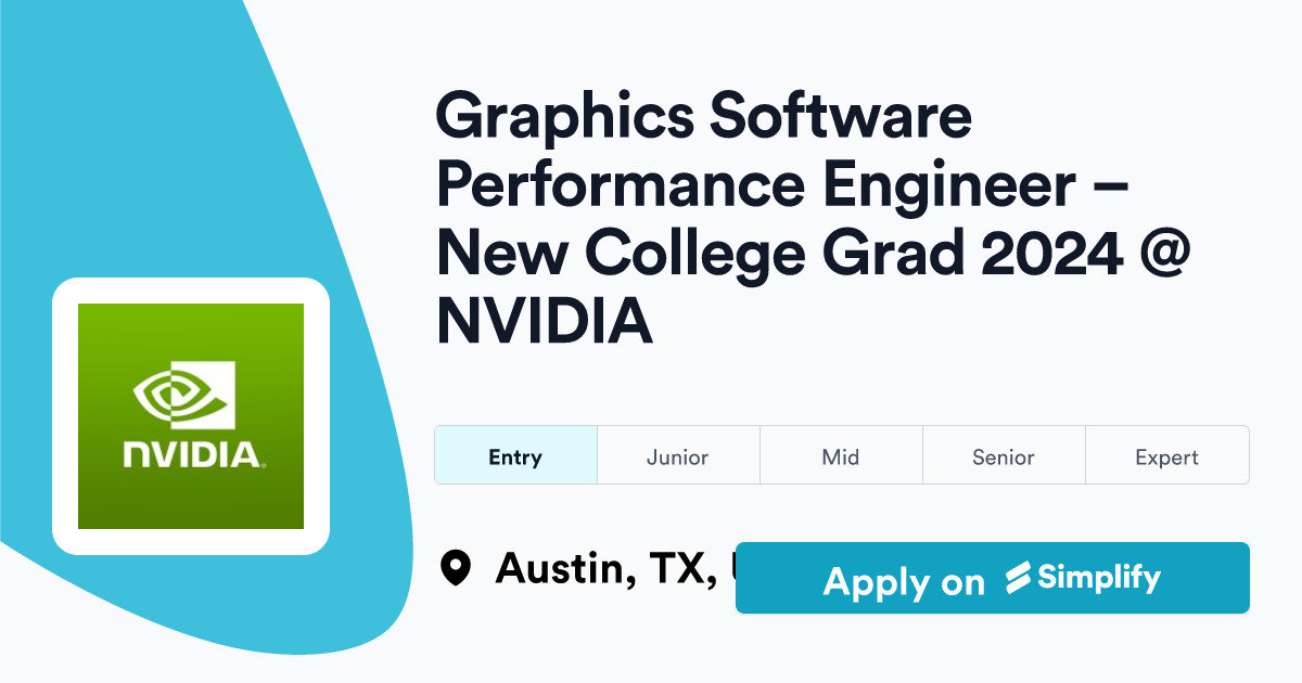 Graphics Software Performance Engineer New College Grad 2024 NVIDIA