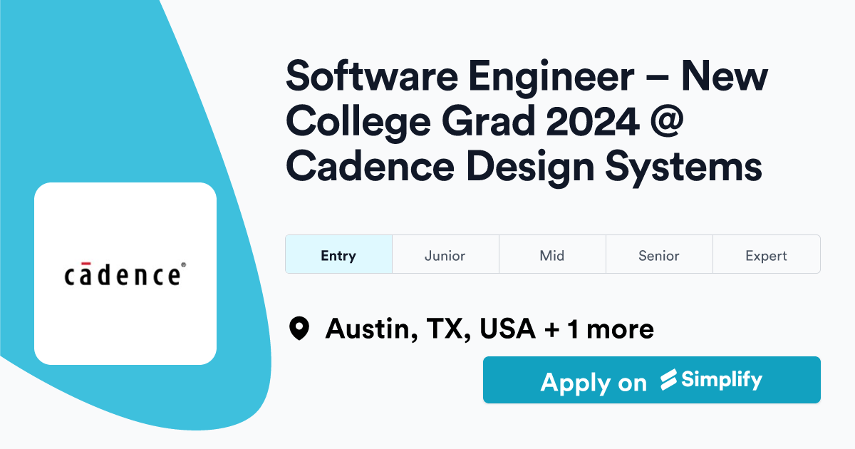 Software Engineer New College Grad 2024 Cadence Design Systems