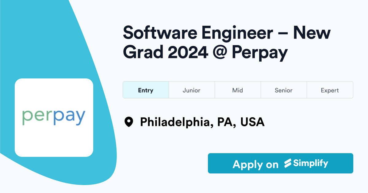 Software Engineer New Grad 2024 Perpay Simplify Jobs