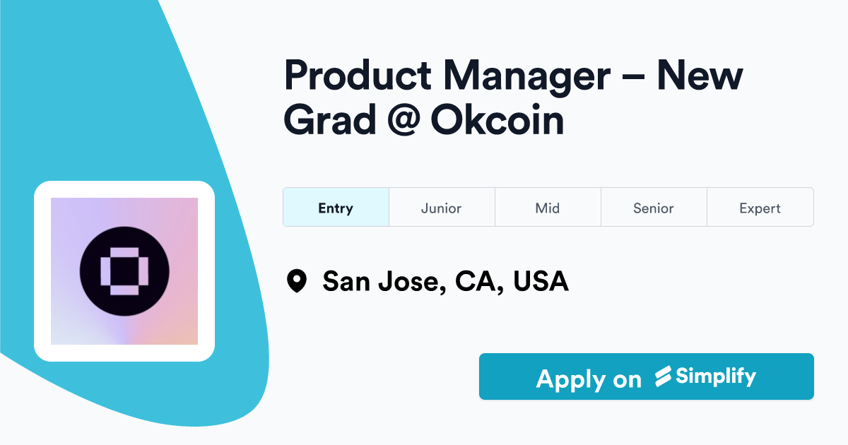 Product Manager New Grad Okcoin Simplify Jobs