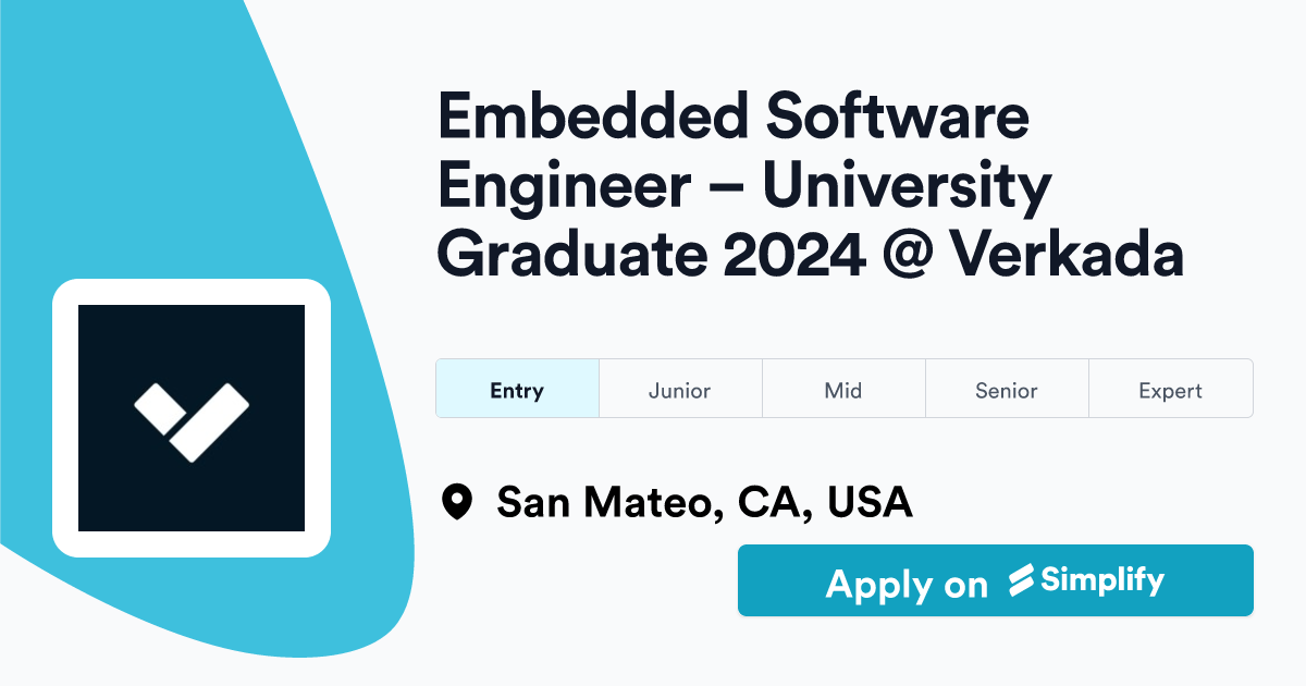 Embedded Software Engineer University Graduate 2024 Verkada