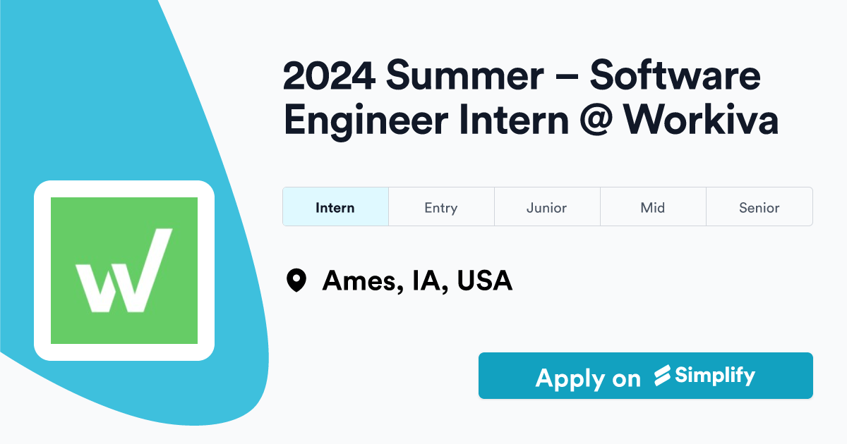 2024 Summer Software Engineer Intern Workiva Simplify Jobs