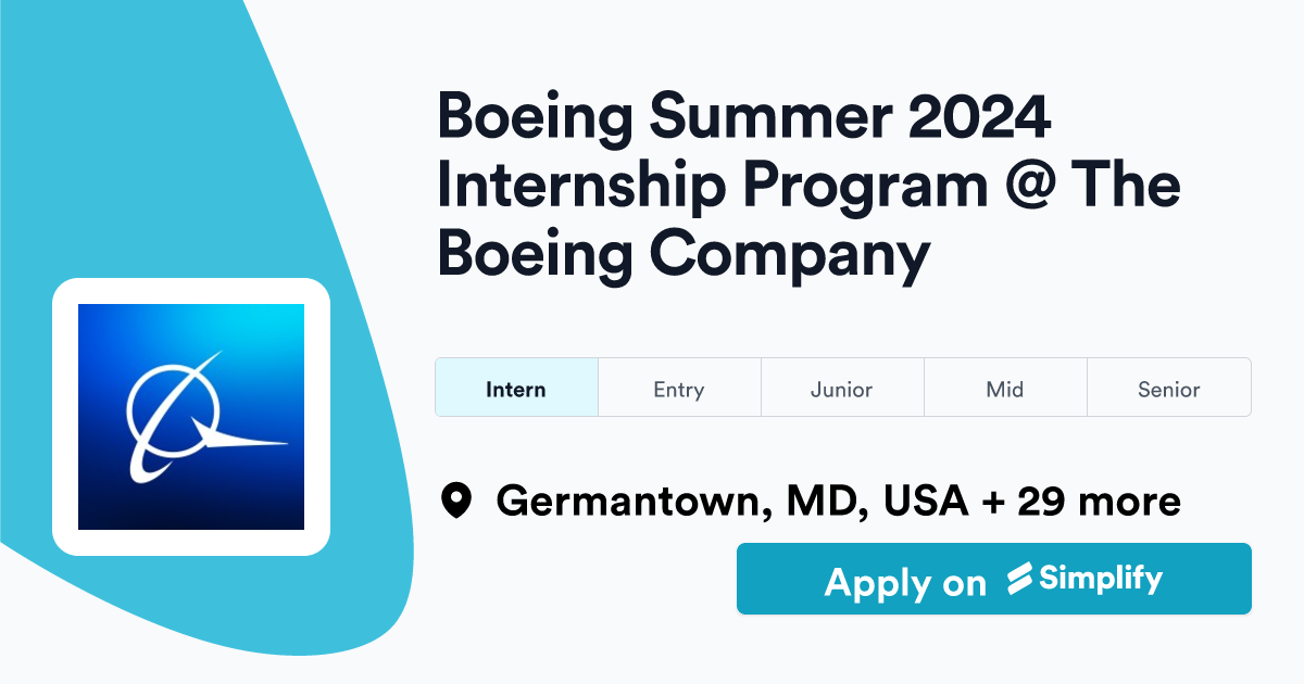 Boeing Summer 2024 Internship Program The Boeing Company Simplify Jobs