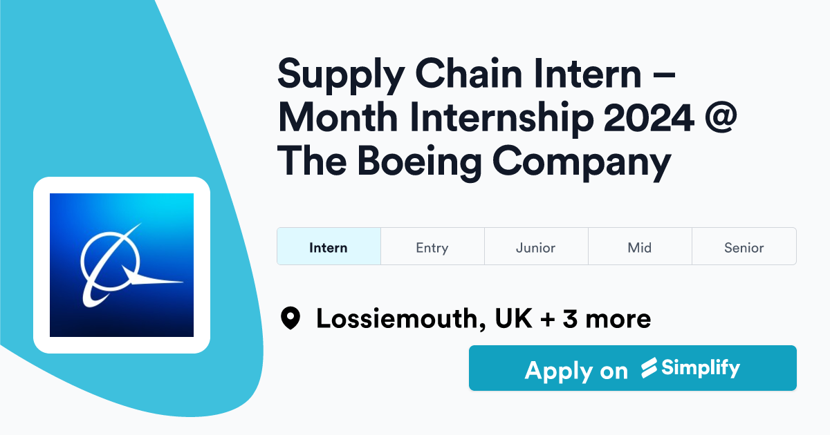 Supply Chain Intern Month Internship 2024 The Boeing Company