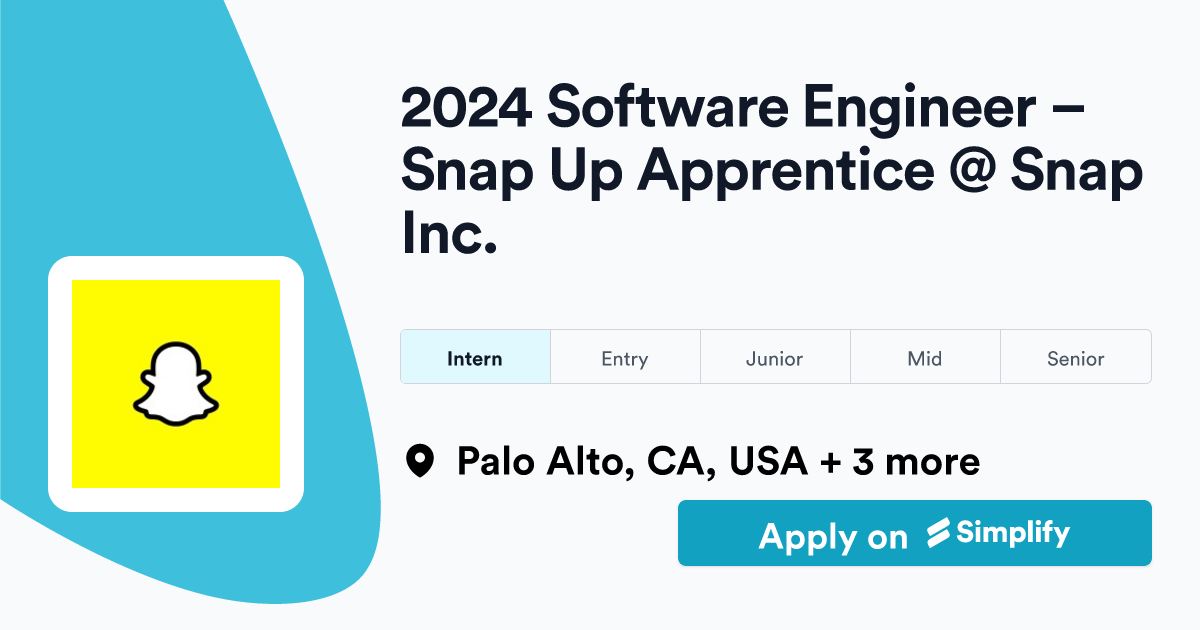 2024 Software Engineer Snap Up Apprentice Snap Inc. Simplify Jobs