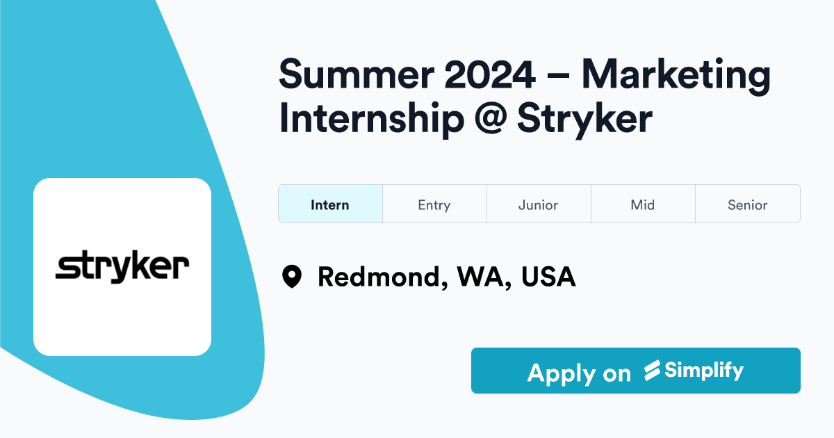 Summer 2024 Marketing Internship Stryker Simplify Jobs
