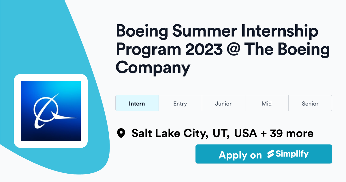 Boeing Summer Internship Program 2023 The Boeing Company Simplify Jobs