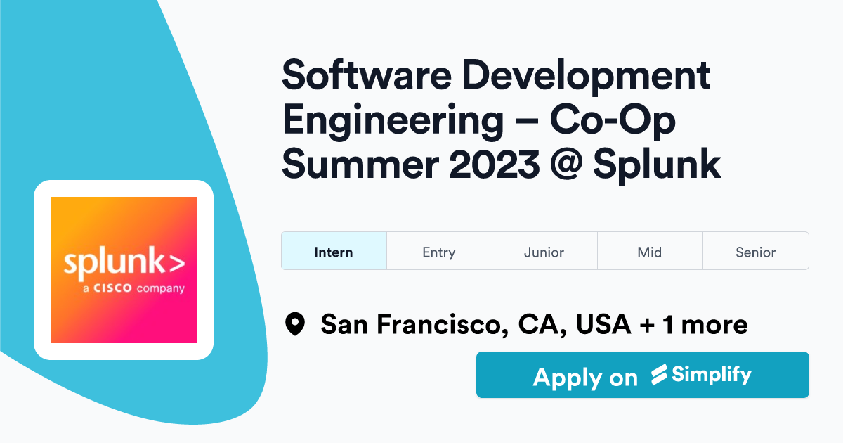 Software Development Engineering CoOp Summer 2023 Splunk