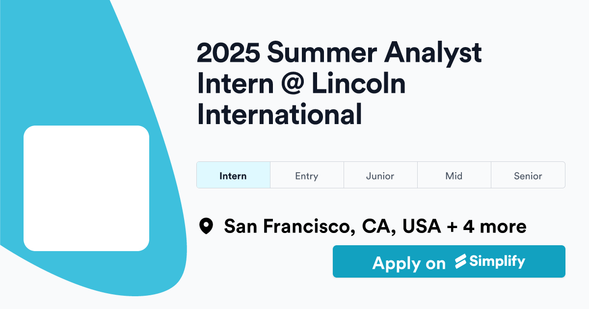 2025 Summer Analyst Intern Lincoln International Simplify Jobs