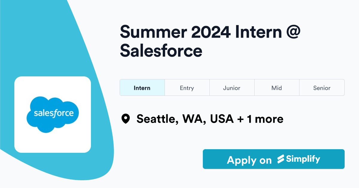 Summer 2024 Intern Salesforce Simplify Jobs