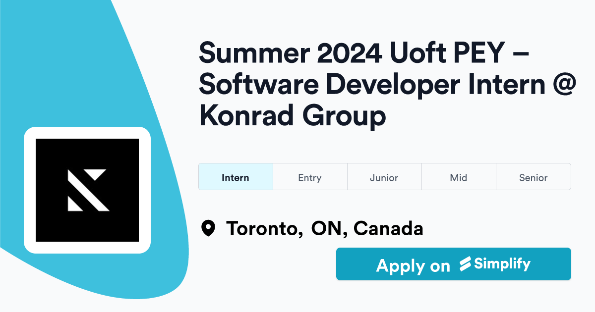 Summer 2024 Uoft PEY Software Developer Intern Konrad Group