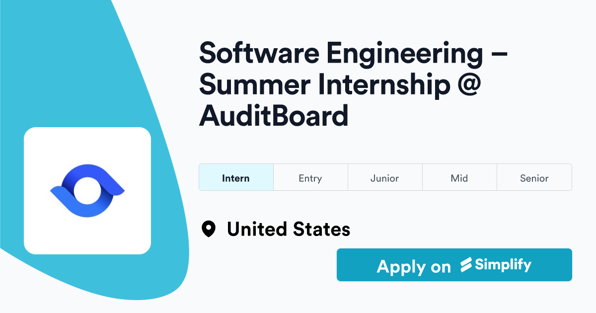 Software Engineering Summer Internship AuditBoard Simplify Jobs