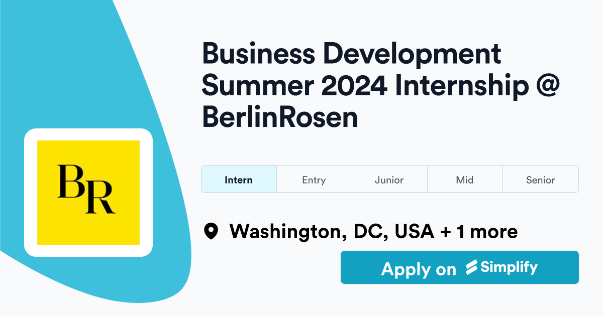 Business Development Summer 2024 Internship BerlinRosen Simplify Jobs