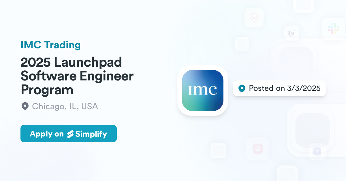 2025 Launchpad Software Engineer Program @ IMC Trading | Simplify Jobs