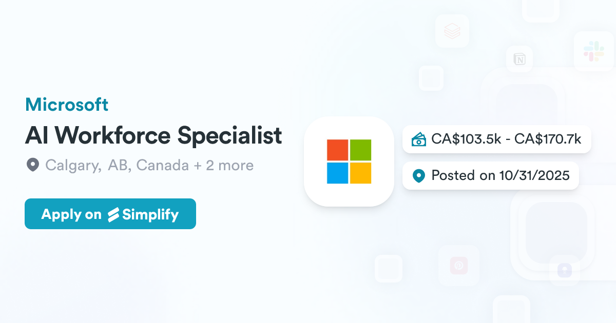 Api Workforce AI Workforce Specialist @ Microsoft | Simplify Jobs