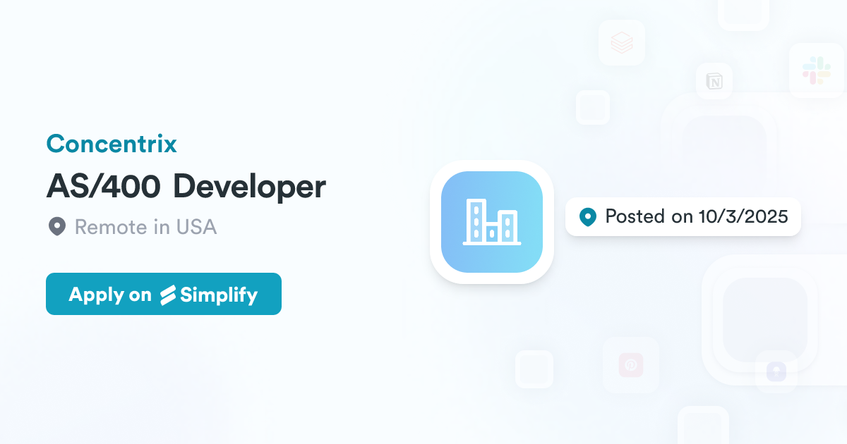 AS/400 Developer @ Concentrix | Simplify Jobs