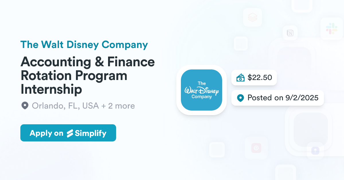 Disney Cast Rotation System Accounting & Finance Rotation Program Internship @ The Walt Disney ...