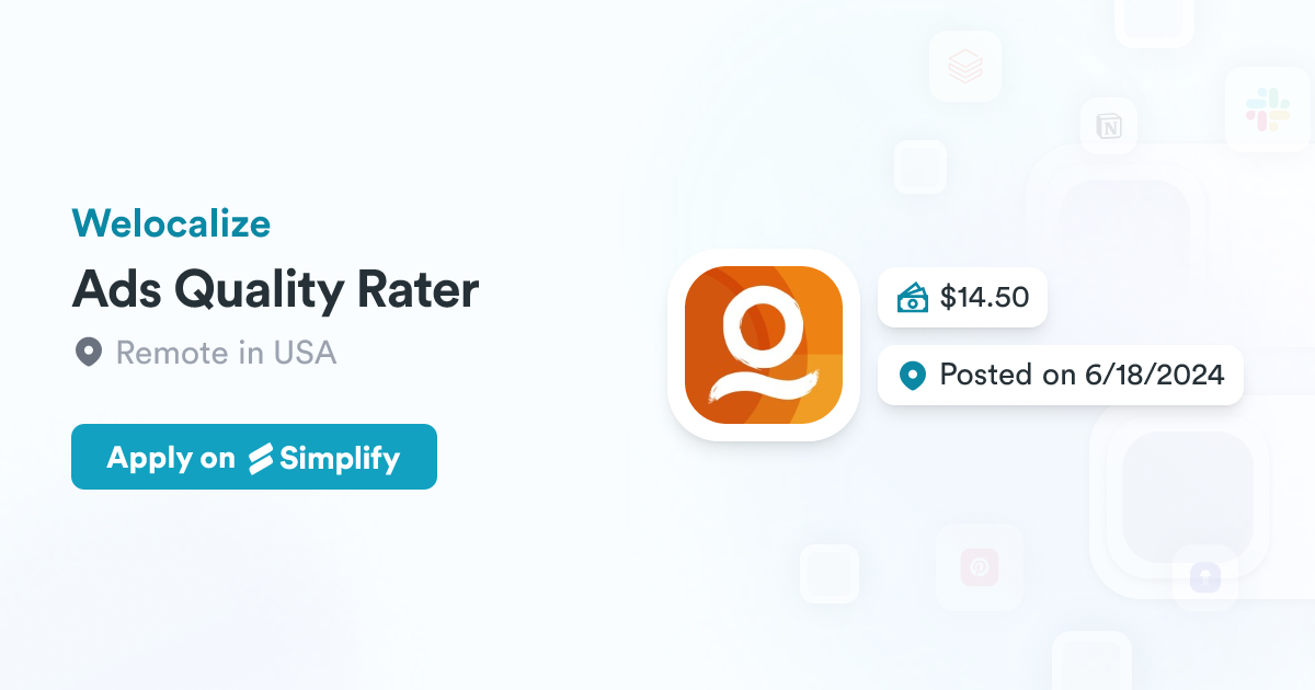 Commercial Rater Ads Quality Rater @ Welocalize | Simplify Jobs