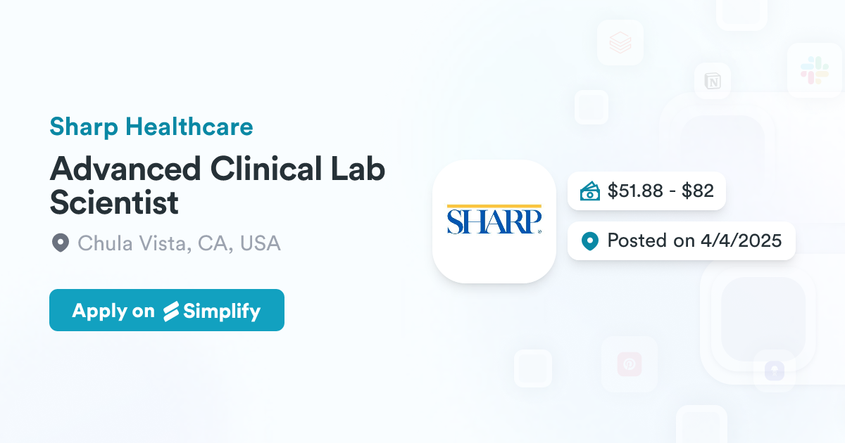 Advanced Clinical Lab Scientist @ Sharp Healthcare | Simplify Jobs