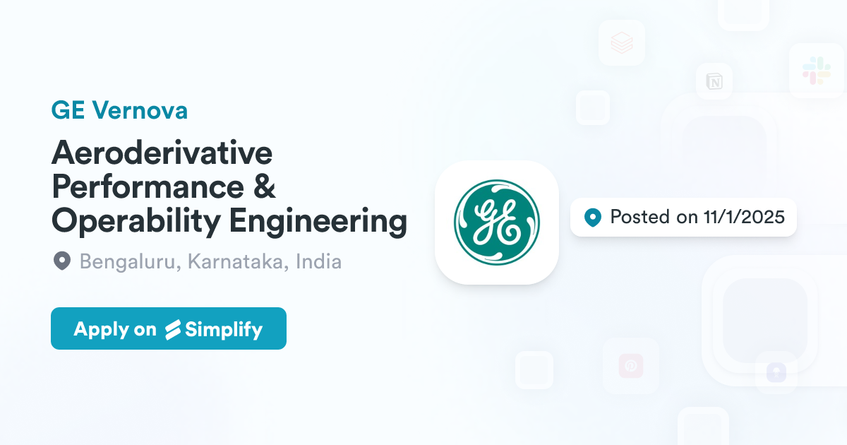 Operability Engineer Aeroderivative Performance & Operability Engineering @ GE Vernova ...