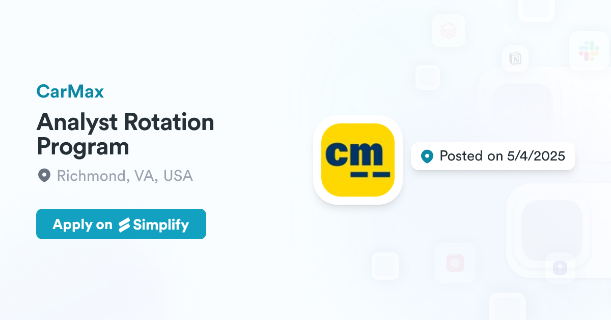 Analyst Rotation Program @ CarMax | Simplify Jobs