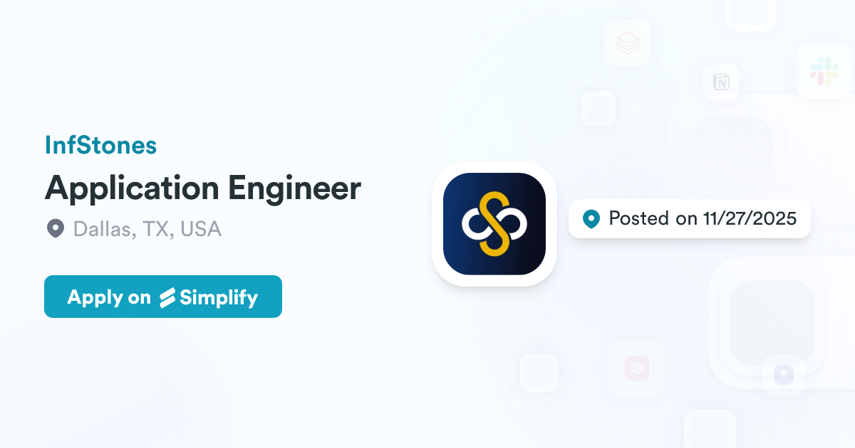Java Inf Stone Application Engineer @ InfStones | Simplify Jobs