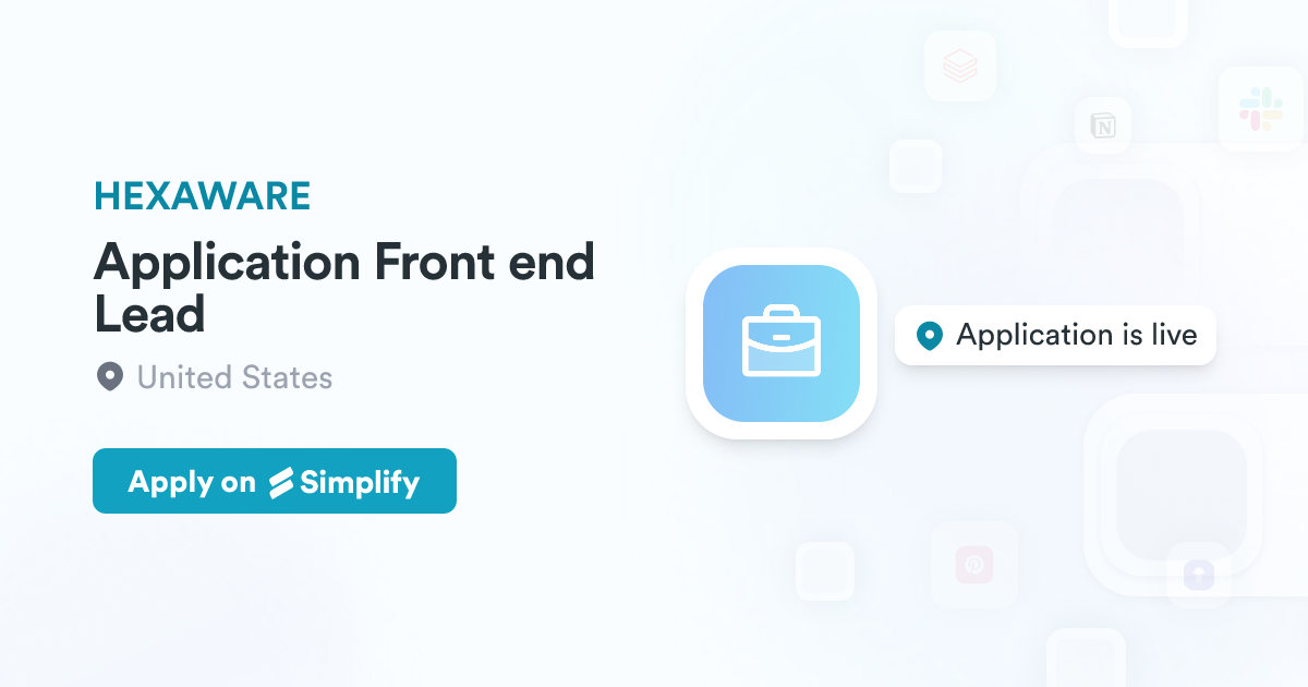 Application Front end Lead @ HEXAWARE | Simplify Jobs