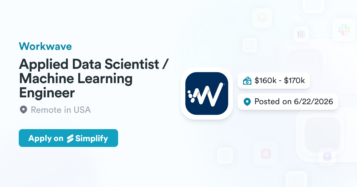 Machine Learning Jobs Examples Applied Data Scientist / Machine Learning Engineer @ Workwave ...
