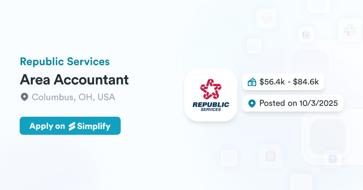 Area Accountant Area Accountant @ Republic Services | Simplify Jobs