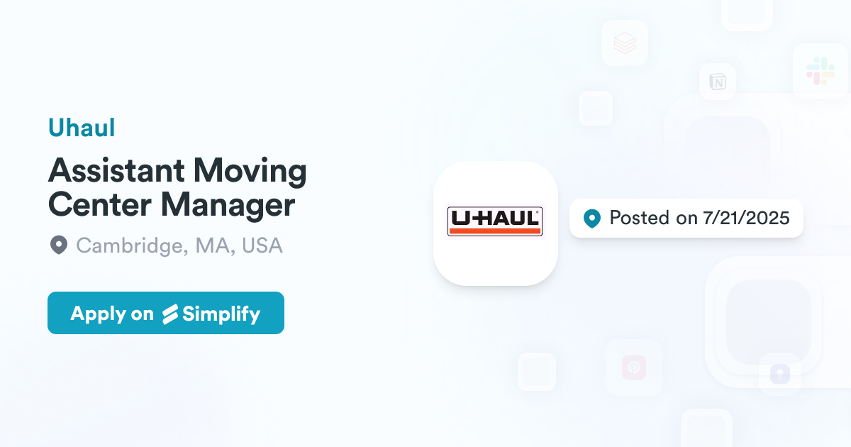 Move Assistant Assistant Moving Center Manager @ Uhaul | Simplify Jobs