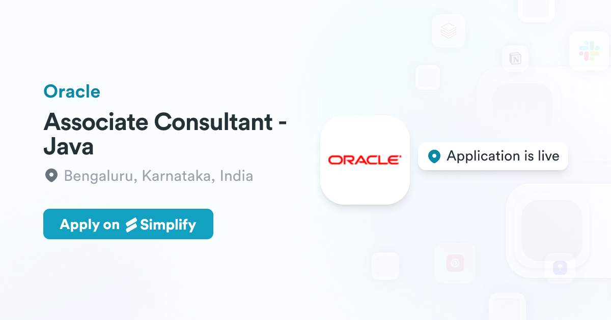 Associate Consultant - Java @ Oracle | Simplify Jobs
