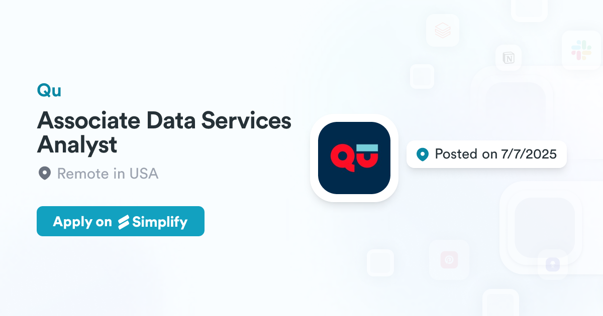 Poot Qu Associate Data Services Analyst @ Qu | Simplify Jobs