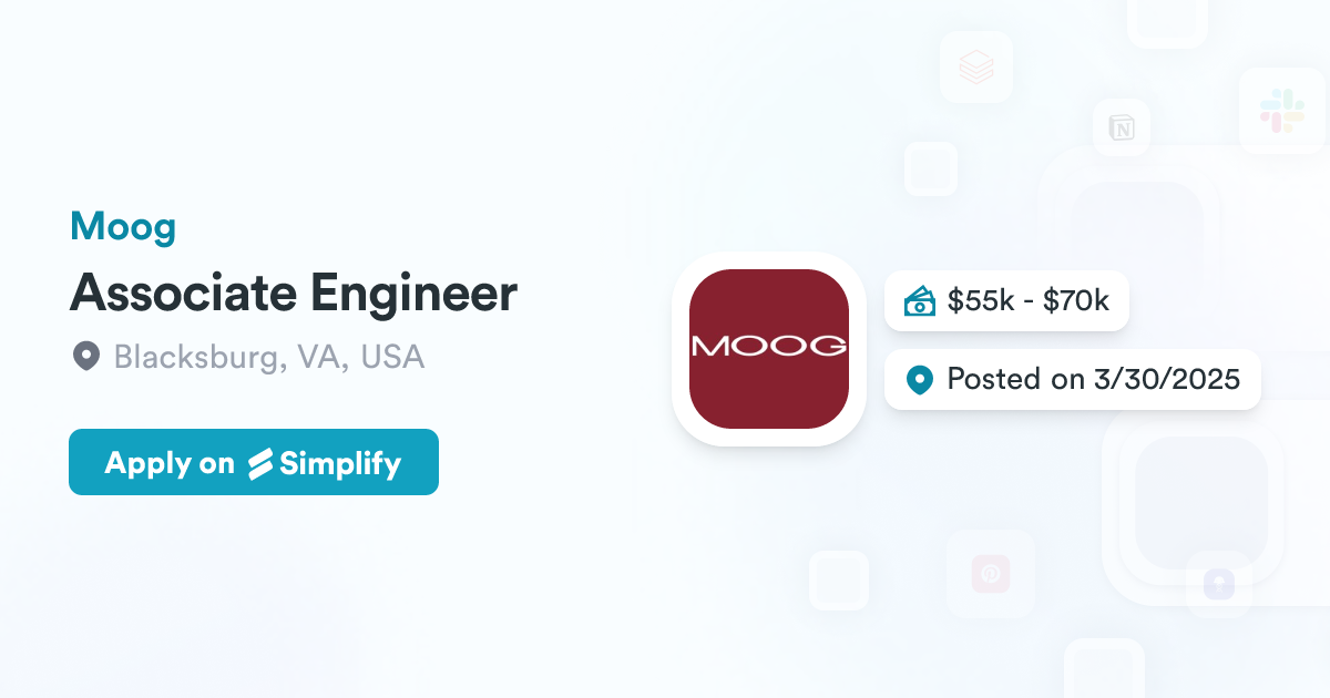 Associate Engoneer Associate Engineer @ Moog | Simplify Jobs
