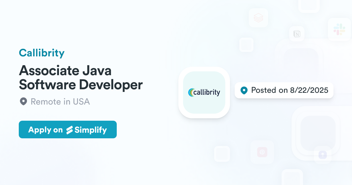Associate Java Software Developer @ Callibrity | Simplify Jobs