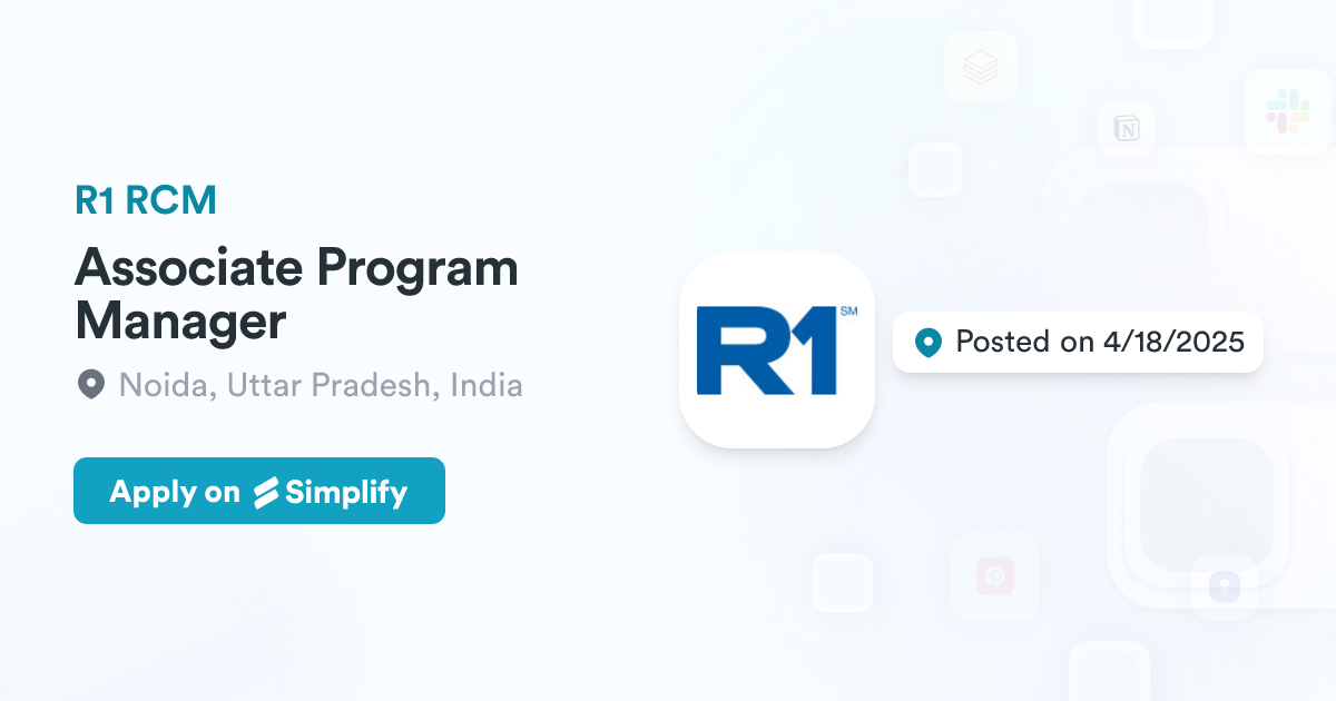 Management Associate Program Rws Associate Program Manager @ R1 RCM | Simplify Jobs