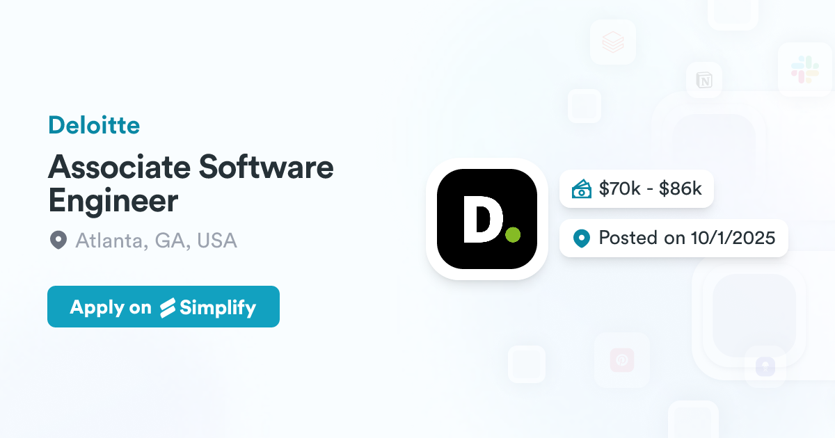 Associate Software Engineer @ Deloitte | Simplify Jobs