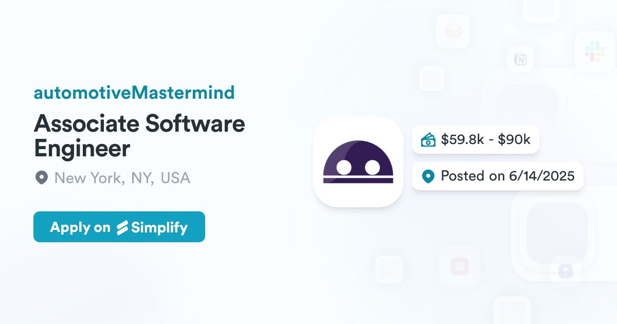 Automotivemastermind Associate Software Engineer @ automotiveMastermind | Simplify Jobs