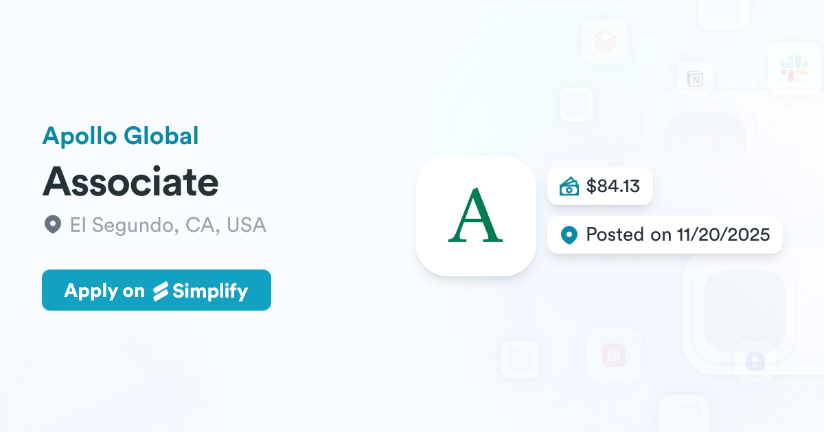 Associate @ Apollo Global | Simplify Jobs