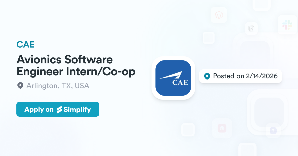 Avionic Core Software Avionics Software Engineer Intern/Co-op @ CAE | Simplify Jobs