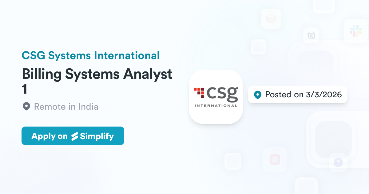 Csg Inernational Billing Systems Analyst 1 @ CSG Systems International | Simplify Jobs