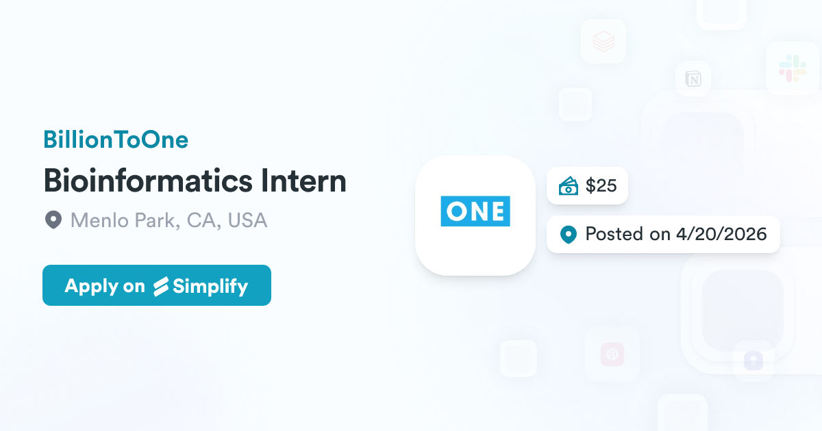 github - cbohara ucsd bioinformatics: https: Images... Bioinformatics Intern @ BillionToOne | Simplify Jobs
