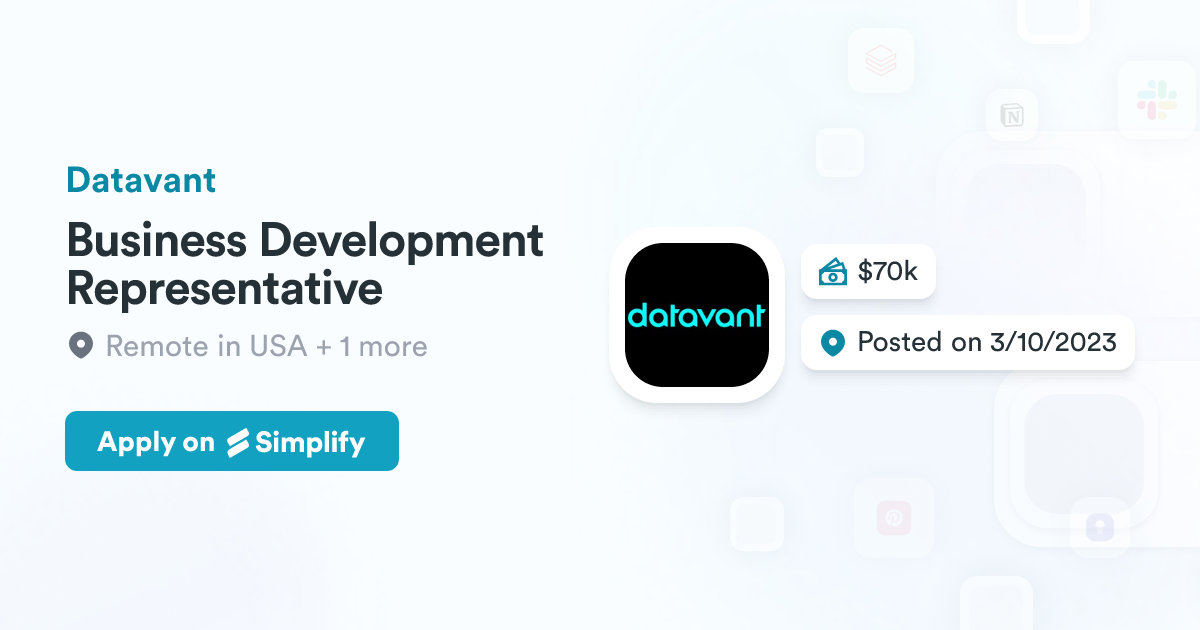 Datavant Ecosystem Business Development Representative @ Datavant | Simplify Jobs