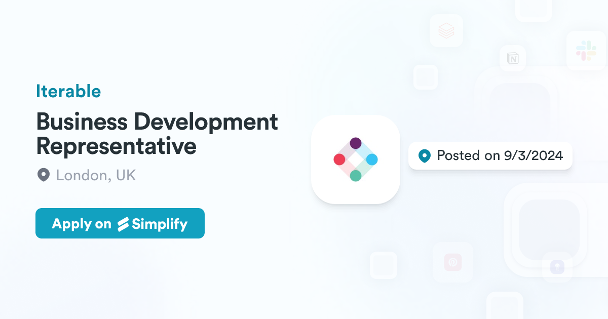Development Representation Business Development Representative @ Iterable | Simplify Jobs