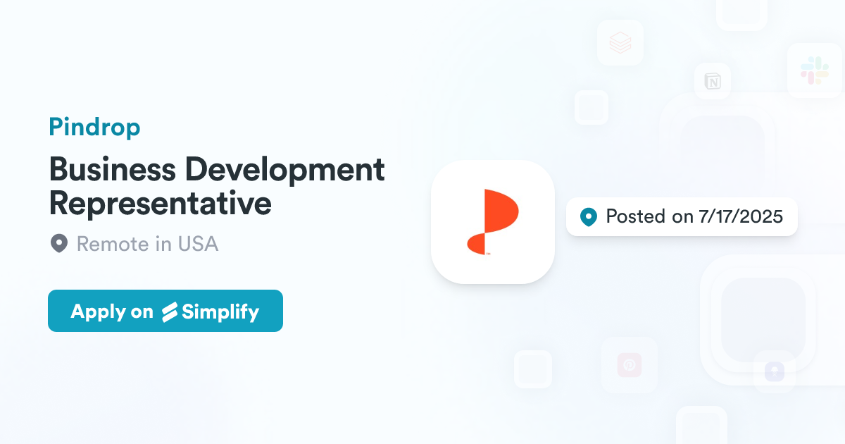 Baba Pin Drop Business Development Representative @ Pindrop | Simplify Jobs