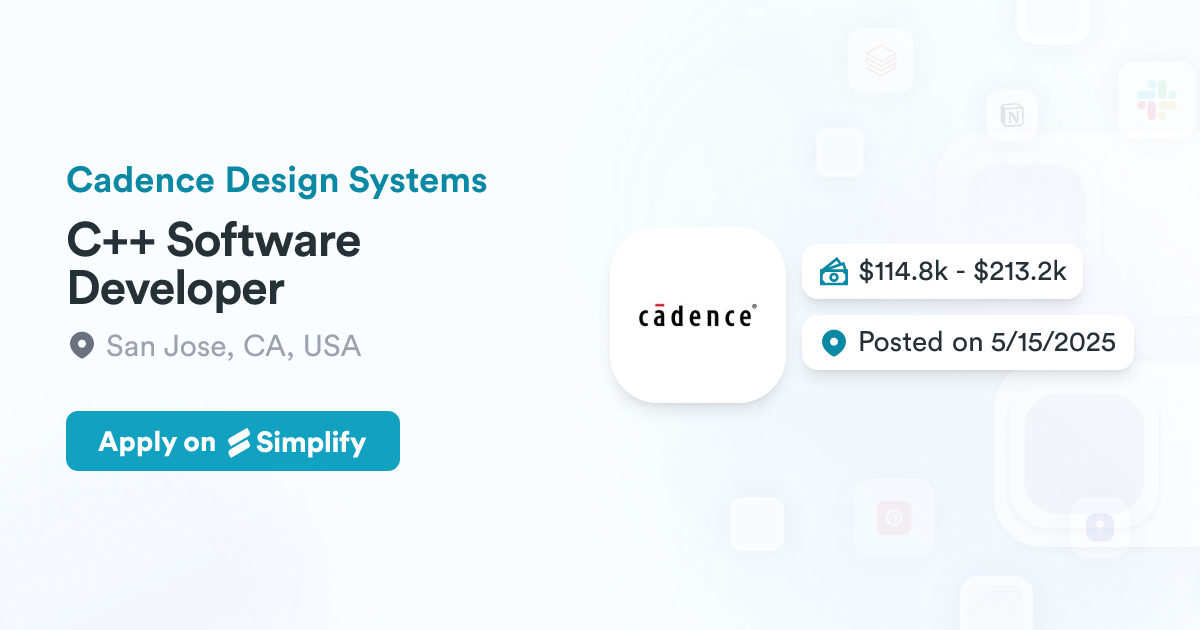 C++ Software Developer @ Cadence Design Systems | Simplify Jobs