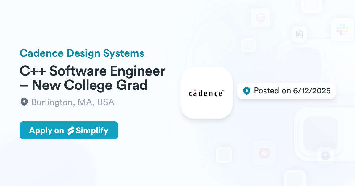 C++ Software Engineer – New College Grad @ Cadence Design Systems ...