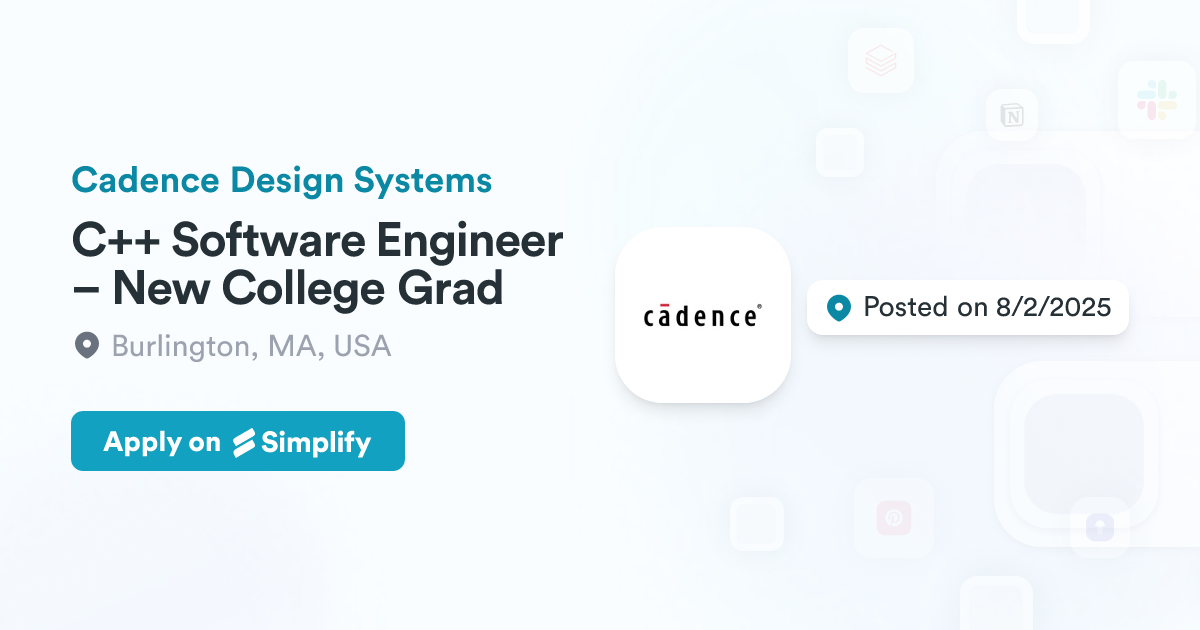 C++ Software Engineer – New College Grad @ Cadence Design Systems ...